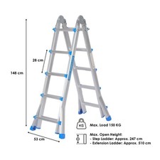 TOPWAY Aluminium Lader Telescopic Foldable 1.2mm 5 Steps 5M
