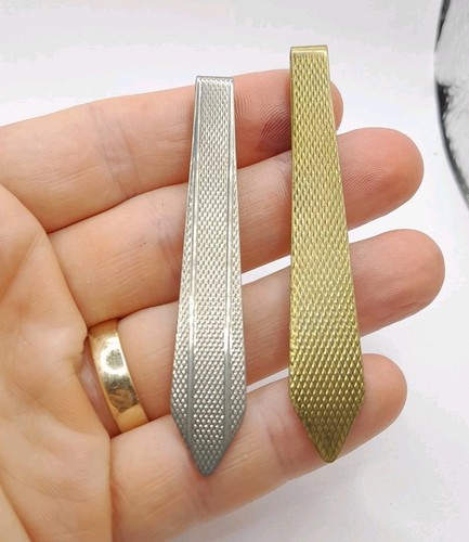 Pair vintage tie bar clips - tie,