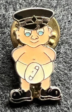 POLICE BABY IN NAPPY AND CAP PIN BADGE