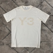 Y3 Adidas Cream Big Logo Spellout T Shirt - MEDIUM Mens Yohji Yamamoto Y-3