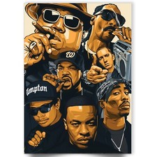 Rap Legends Music Legends Collage Eminem, Tupac, Biggie Poster Gift Print