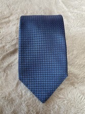 Canali Navy Blue Base with Small Squares 100% Silk Tie
