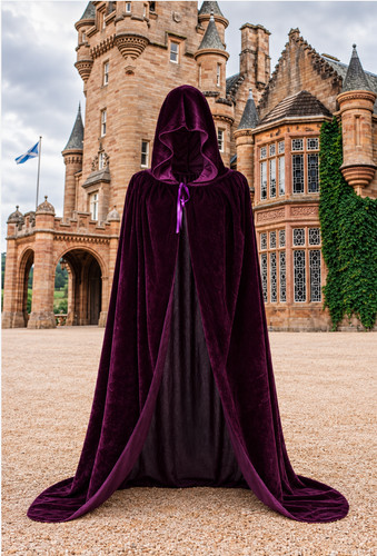 Purple velvet hooded - purple,