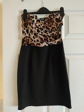 leopard and black boobtube dress, size 10 Miso