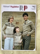 Richard Poppleton knitting pattern 1867. DK Fair Isle cardigan 24-42" Original.