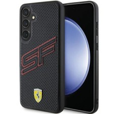 Phone Case Galaxy S24 Ferrari Faux Leather Black Logo Metal