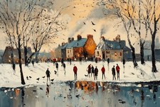 L S lowry Style Canvas Picture