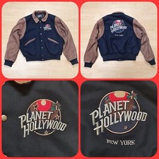 Planet hollywood varsity jacket size large new york bomber vintage retro vgc