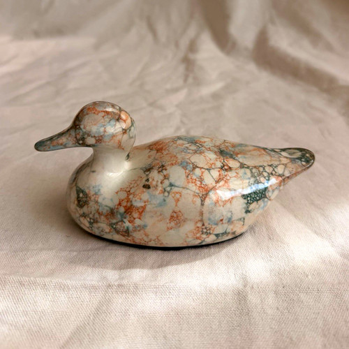 Ceramic marbled duck figurine - ceramic,