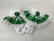 Romany Spanish Frilly Socks In Emerald Green