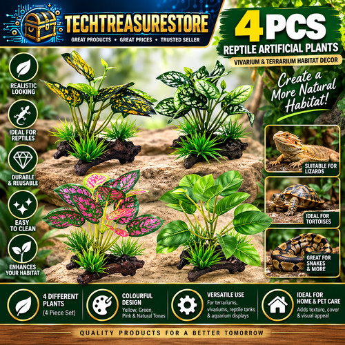 4pcs reptile artificial - 4pcs, plants