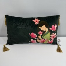 Disney Mulan Cushion Green Velvet Tassel Lotus Flower Pillow Primark