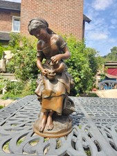 LARGE Antique French bronzed spelter figure by Mathurin Moreau 17 inch