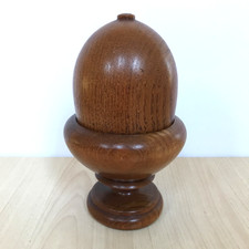 Carved Wooden Acorn Pot 15cm Tall Secret Storage Decorative Country Display