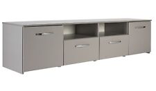 Home Hayward 2 Door TV Unit Gloss Grey | Modern Media Stand with Storage Shelves