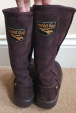 Rocket Dog Sugardaddy Brown Suede Boots Size 3 Rubr Sole/Heel Syn Fleece Lining