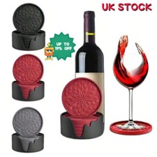 6/7/10pc Holder Silicone Coasters Non-slip Cup Mats Pad Drinks Table Glasses Set