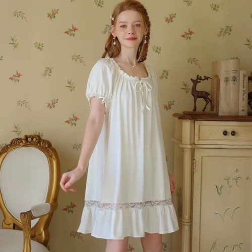 Women lace nightdress short - nightdress,
