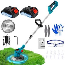 21V Electric Cordless Grass Trimmer Strimmer Garden Edger Cutter + 2 Battery