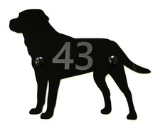 Labrador Dog Door House Number Sign Plaques in Black Acrylic