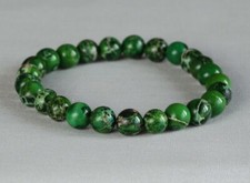 MALACHITE COLOURED GREEN VARISCITE 8MM ROUND GEMSTONE BRACELET  ~ 7" 18CM