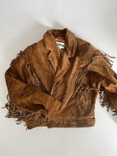 Vintage Fringe Genuine Suede Jacket Men Size M