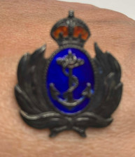 Royal Navy sweetheart brooch ww2 laurel wreath sterling silver enamel