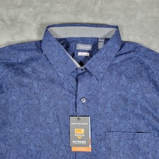 Van Heusen Mens Button Up Shirt Sz XLT Stain Shield Geometric Navy Black NWT