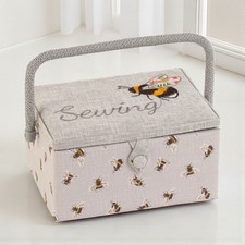 Sewing Bee Embroidered Sewing Basket – Medium Box with Optional Sewing Kit