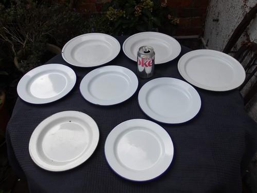 Lot white enamel plates - lot,