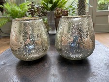 Pair Vintage style large tea light holders / small vases - The White Company