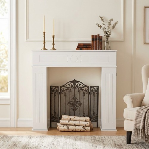 White fireplace surround - fireplace,