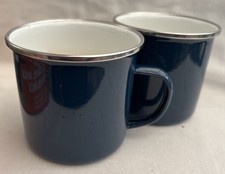 Enamel mugs x 2, Adventureridge, boxed, blue/white inside, camping/picnics