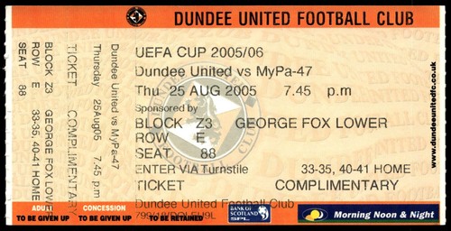 Ticket 2008 dundee united - ticket,