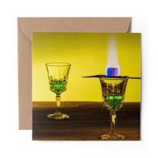 1 x Blank Greeting Card Absinthe Glass Burning Sugar Cube #21077