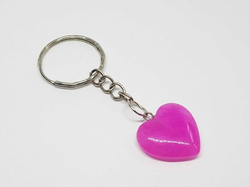 Heart quartz keyring - keyring, natural