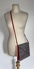 Charles Jourdan Patent Leather Crossbody Shoulder Bag Black White Red Envelope