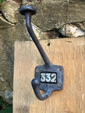 Original Vintage School Cast Iron Coat Hooks With Number Inserts