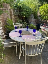 Cream mosaic table and - cream, 4