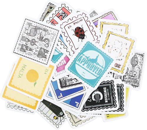 Postage stamp stickers - stamp, 46pcs