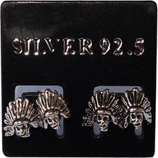 Pair of 925 Sterling Silver Native American Indian Earrings Ear Studs Jewellery