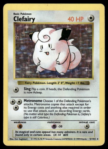 Pokemon cards clefairy 102 - cards, 5/102