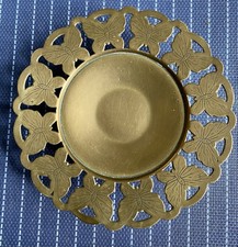 Vintage Brass Butterfly Edge Pedestal Trinket Dish 15cm