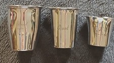 3 Vintage Silver Plate Spirit Measures Different Eras 1935 To 1960 Name Ernst