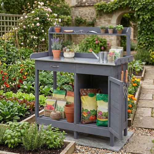 Garden potting bench - bench, table