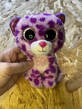Ty Beanie Boo Glamour leopard purple pink white soft toy plush small 6" 2013