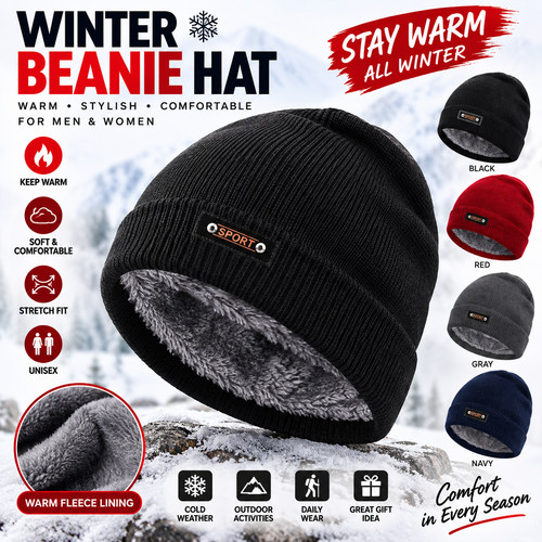 Winter beanie hat - winter,