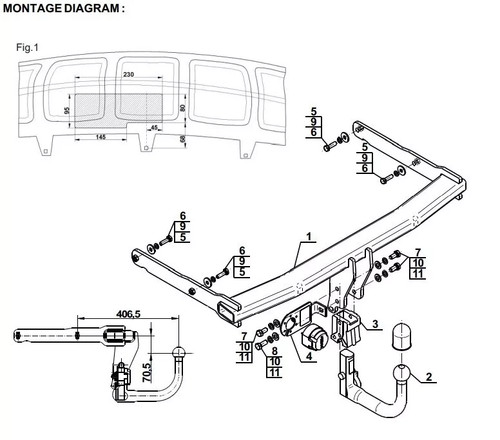 Detachable swan neck tow bar - detachable,