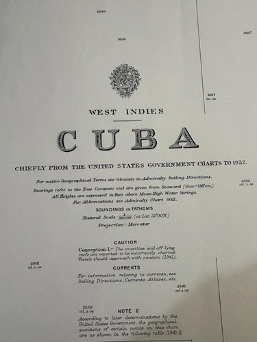 Cuba map chart - chart, 135x70cm