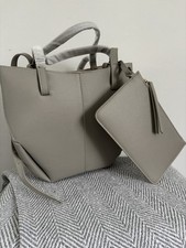 Grey Women's Tote bag with Inner purse pocket PU leather